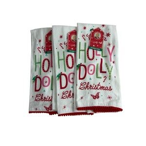 Dolly Parton Have a Holly Dolly Christmas Kitchen Towels Snowflake Set of 3 NEW